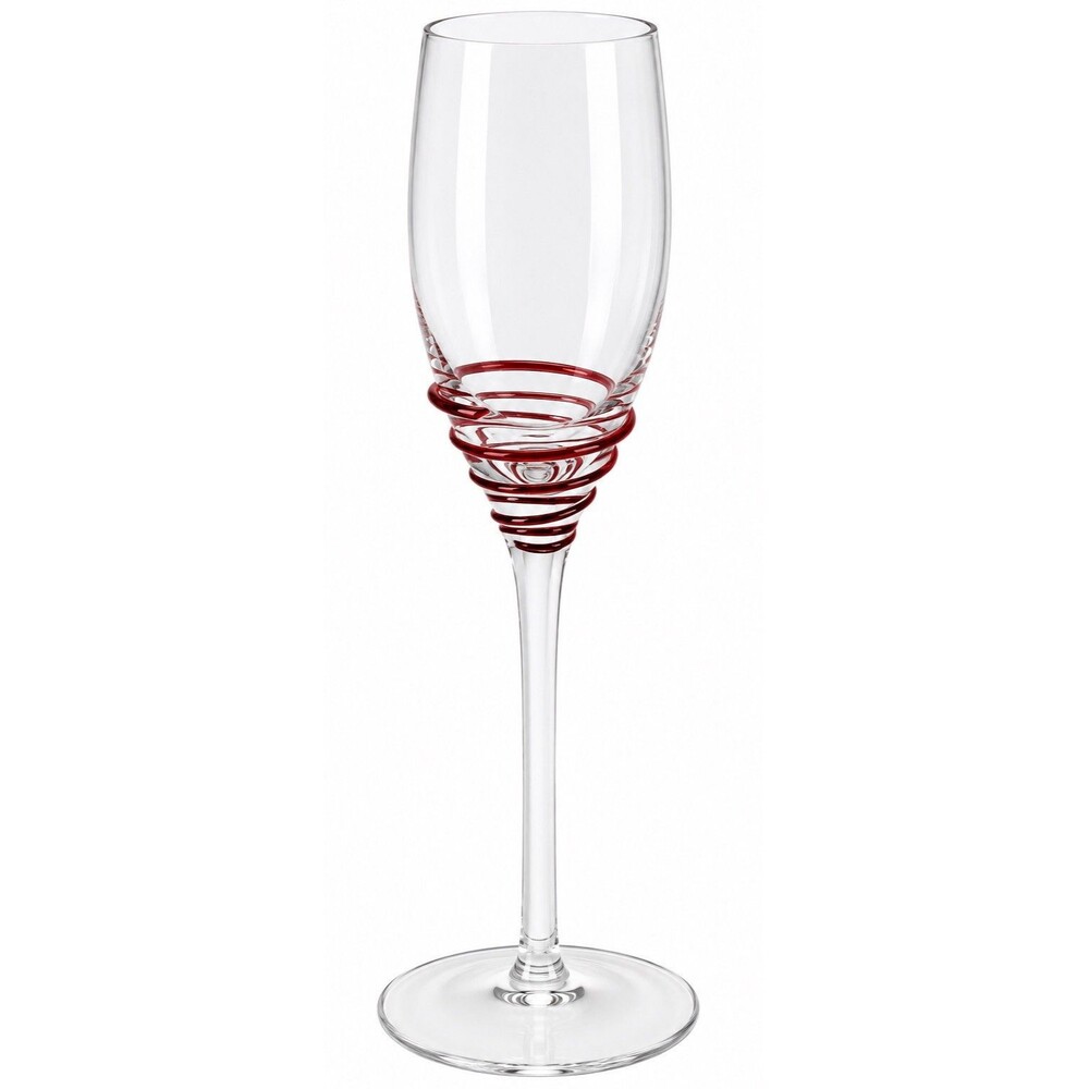 Pier 1 Imports Swirl Twist Champagne Flute Glass Red Hand Blown